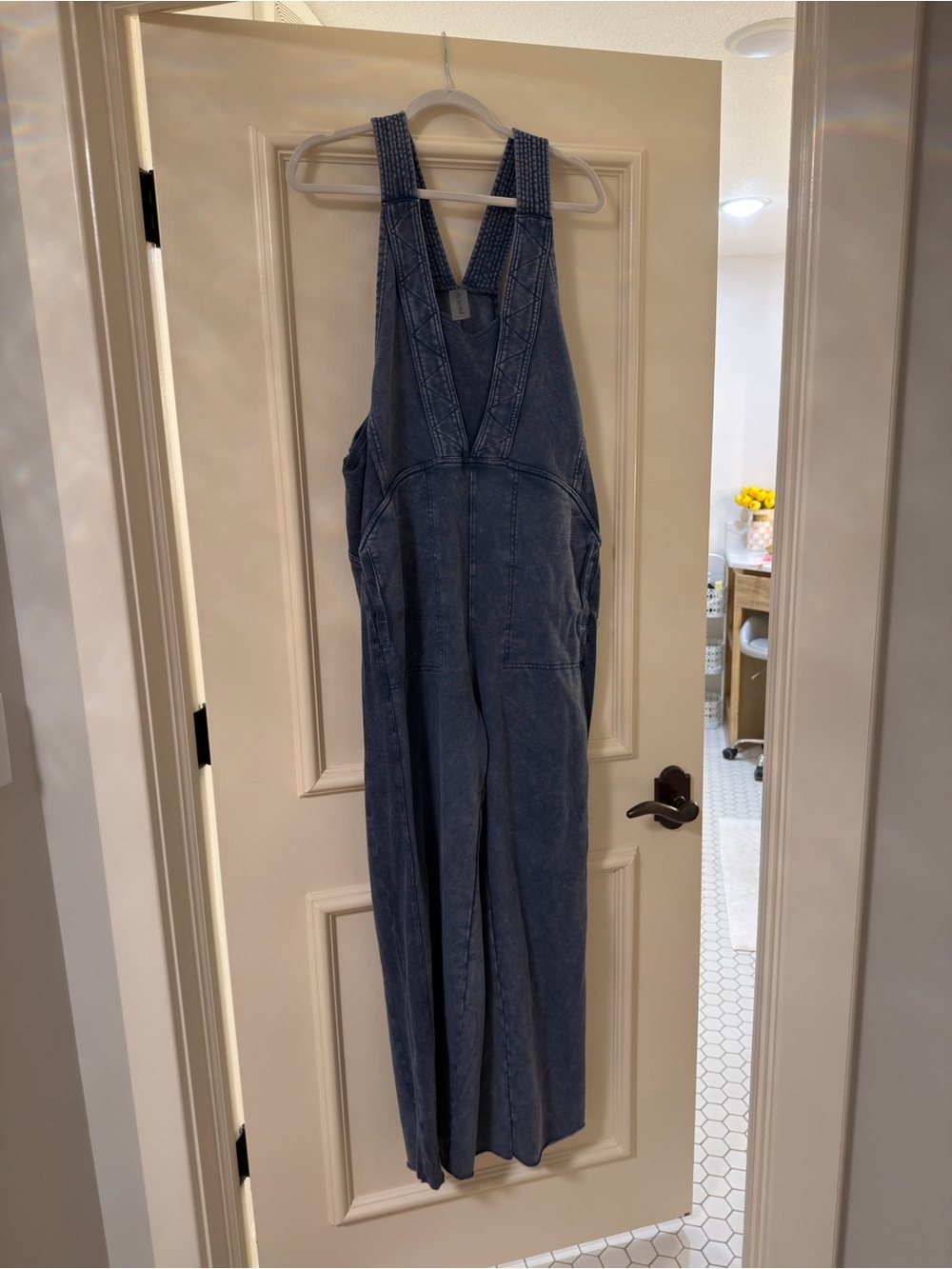 Casual Blue Denim Utility Jumpsuit